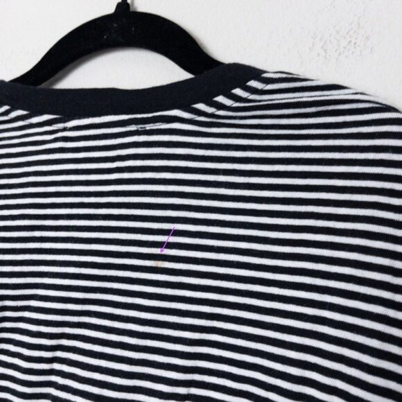 NWT Frame Slouchy Crew Tee M Noir Multi Striped Tshirt Cotton Pinstripe - Picture 9 of 10